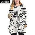 Load image into Gallery viewer, Abstract Face Plus Size Women's Crew Neck Top