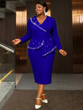 Load image into Gallery viewer, Plus Size V-Neck Long Sleeve Dress - Elegant & Flattering
