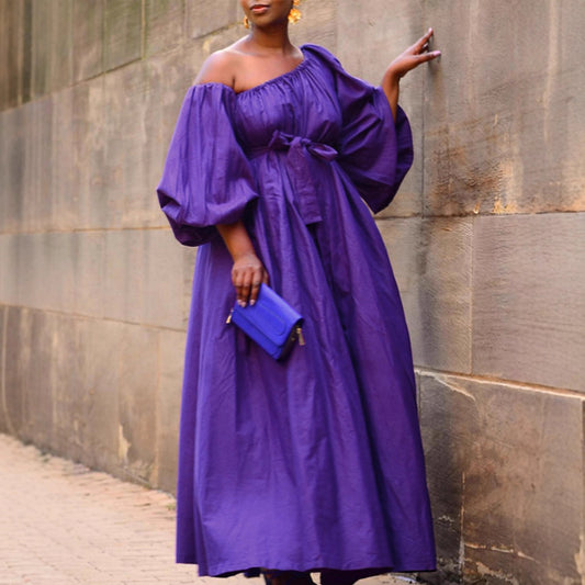 Fashion Solid Color Elegant Plus Size Dress