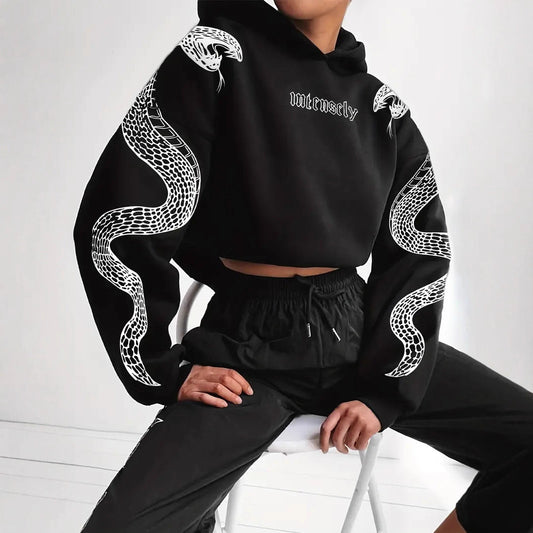 Printed Hooded Pullover Loose Retro Sweater