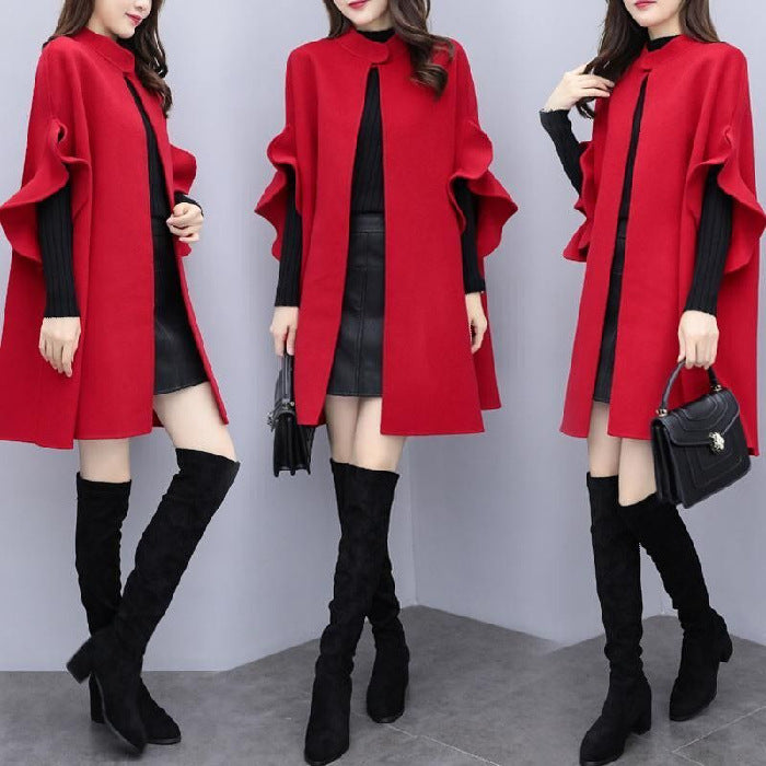 Women's Plus Size Mid-length Woolen Coat