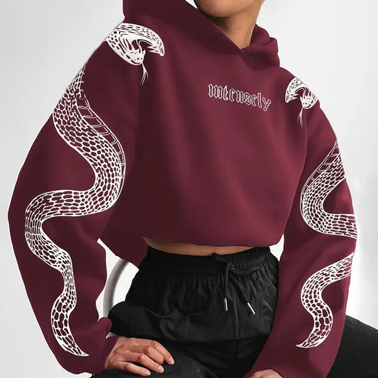 Printed Hooded Pullover Loose Retro Sweater