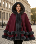 Load image into Gallery viewer, Hispanic plus-sized model in burgundy coat