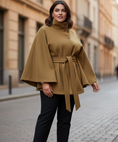 Load image into Gallery viewer, Plus-sized Hispanic model in khaki winter coat