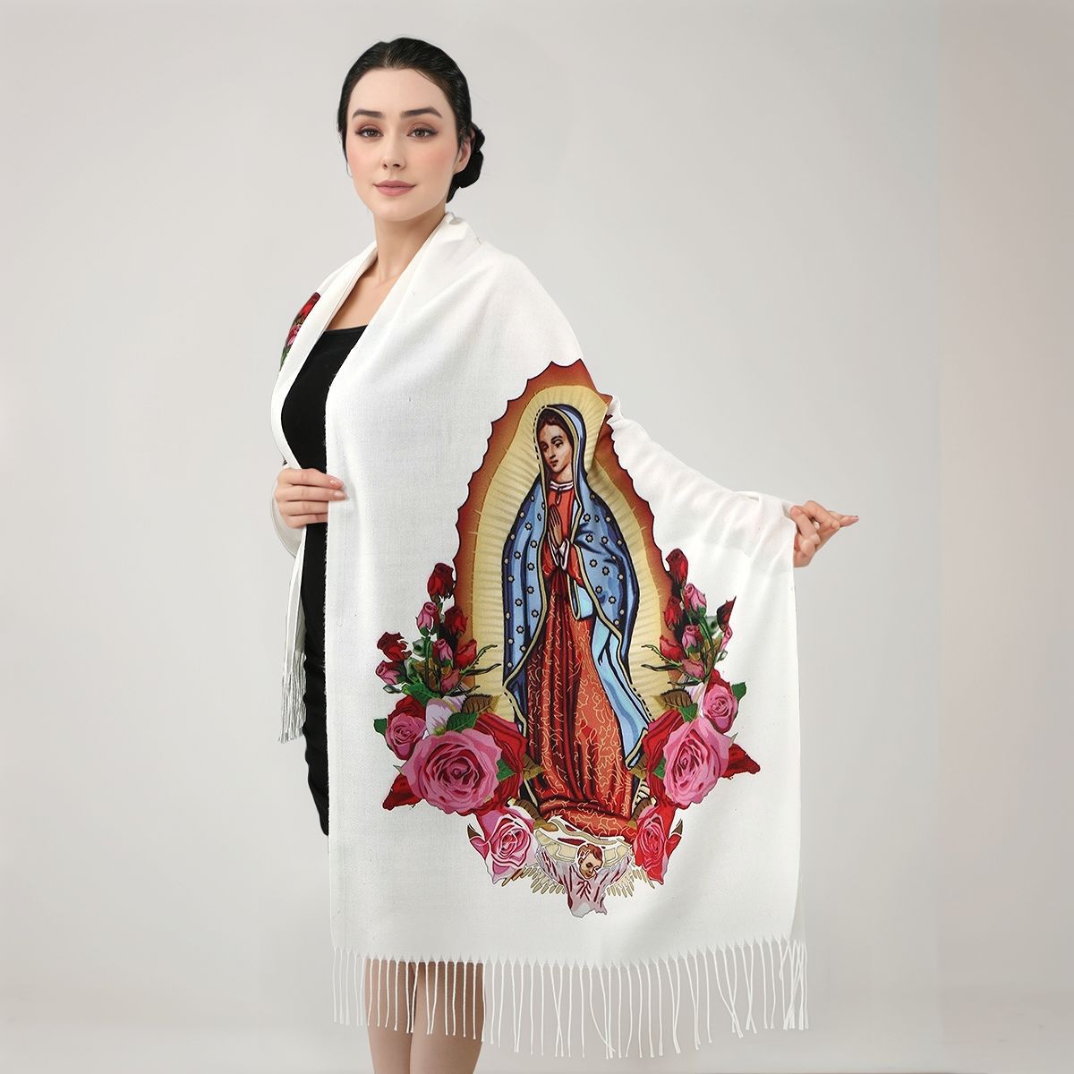 Virgin Mary Printed Cashmere Women's Scarf/Shawl