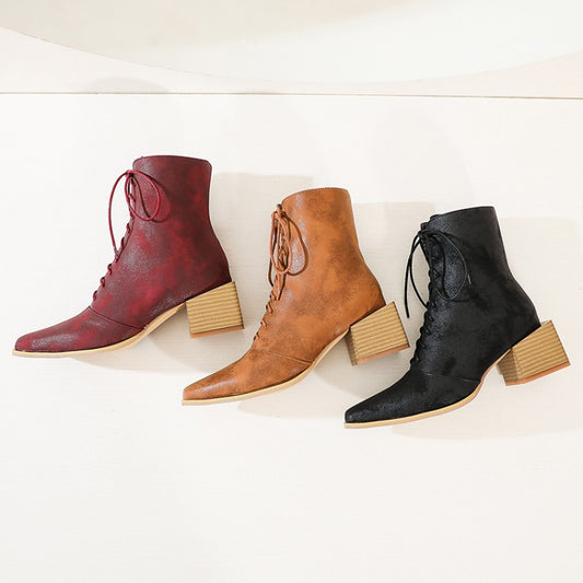 Martin Thick Heel Pointed Toe Boots