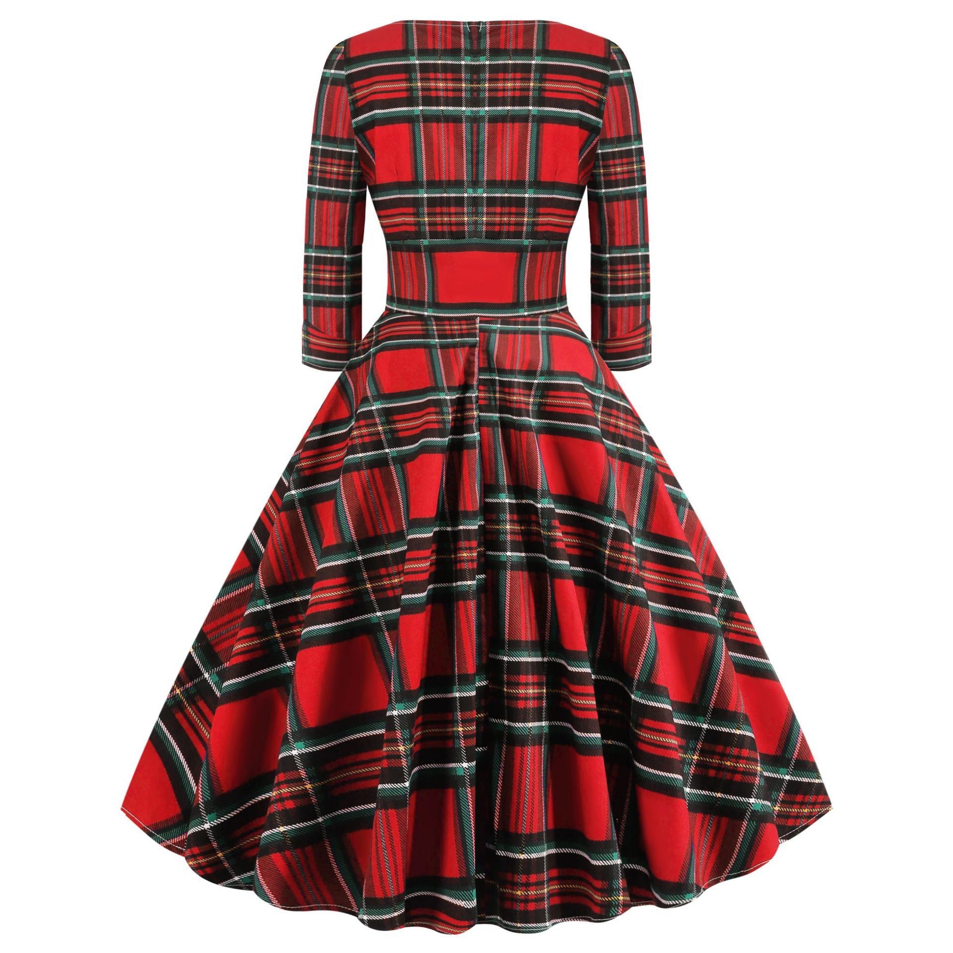 Printed long-sleeved plus size Christmas dress