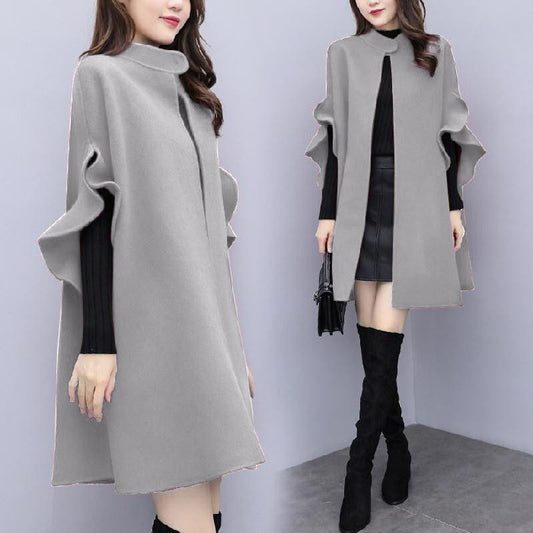 Women's Plus Size Mid-length Woolen Coat
