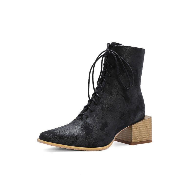 Martin Thick Heel Pointed Toe Boots