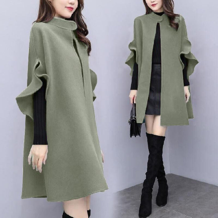 Women's Plus Size Mid-length Woolen Coat