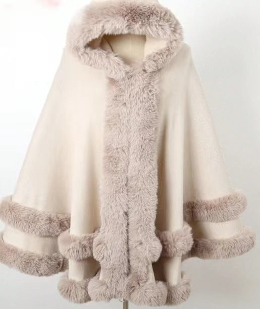 Fur Collar Shawl and Fleece-lined Coat
