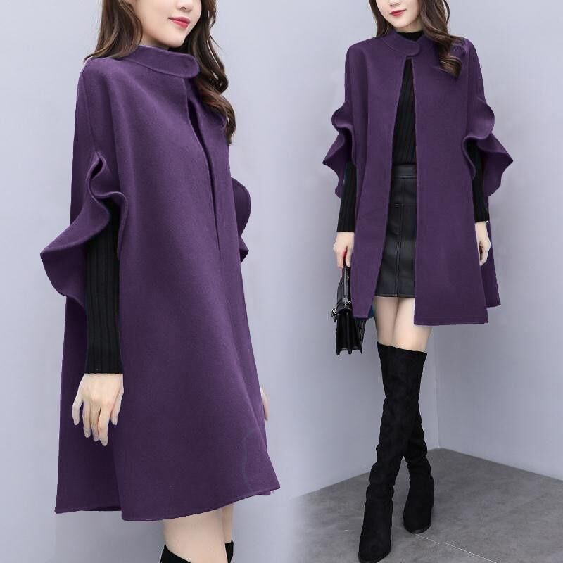 Women's Plus Size Mid-length Woolen Coat