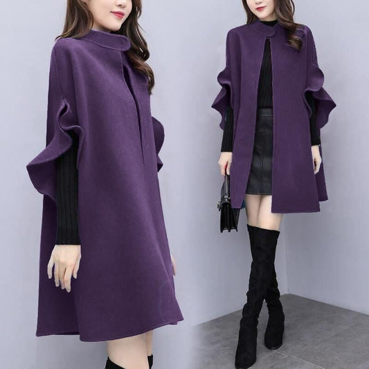 Women's Plus Size Mid-length Woolen Coat
