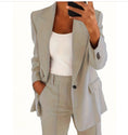 Load image into Gallery viewer, Casual Suit with Slim-fit Pocket Pants/Trousers For Women
