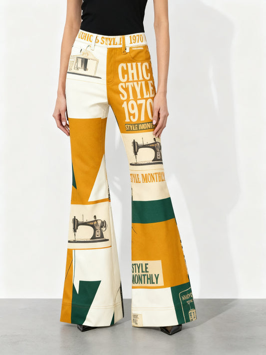 Plus Size Wide-Leg Pants - Colorful Printed Trousers