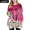 Load image into Gallery viewer, Abstract Face Plus Size Women's Crew Neck Top
