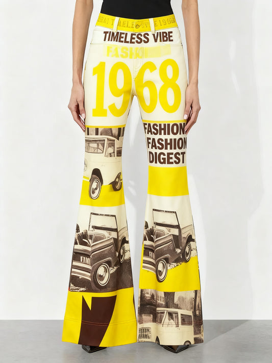 Plus Size Wide-Leg Pants - Colorful Printed Trousers