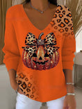 Load image into Gallery viewer, Women's Halloween/Fall Printed V-neck Sweater
