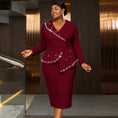 Load image into Gallery viewer, Plus Size V-Neck Long Sleeve Dress - Elegant & Flattering
