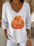 Load image into Gallery viewer, Women's Halloween/Fall Printed V-neck Sweater
