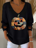 Load image into Gallery viewer, Women's Halloween/Fall Printed V-neck Sweater
