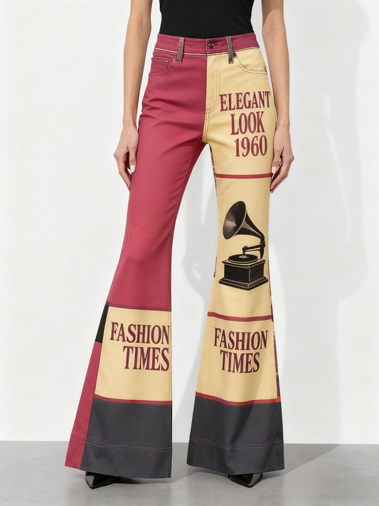 Plus Size Wide-Leg Pants - Colorful Printed Trousers