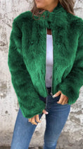 Load image into Gallery viewer, Plush Jacket with Turtleneck Zipper Front
