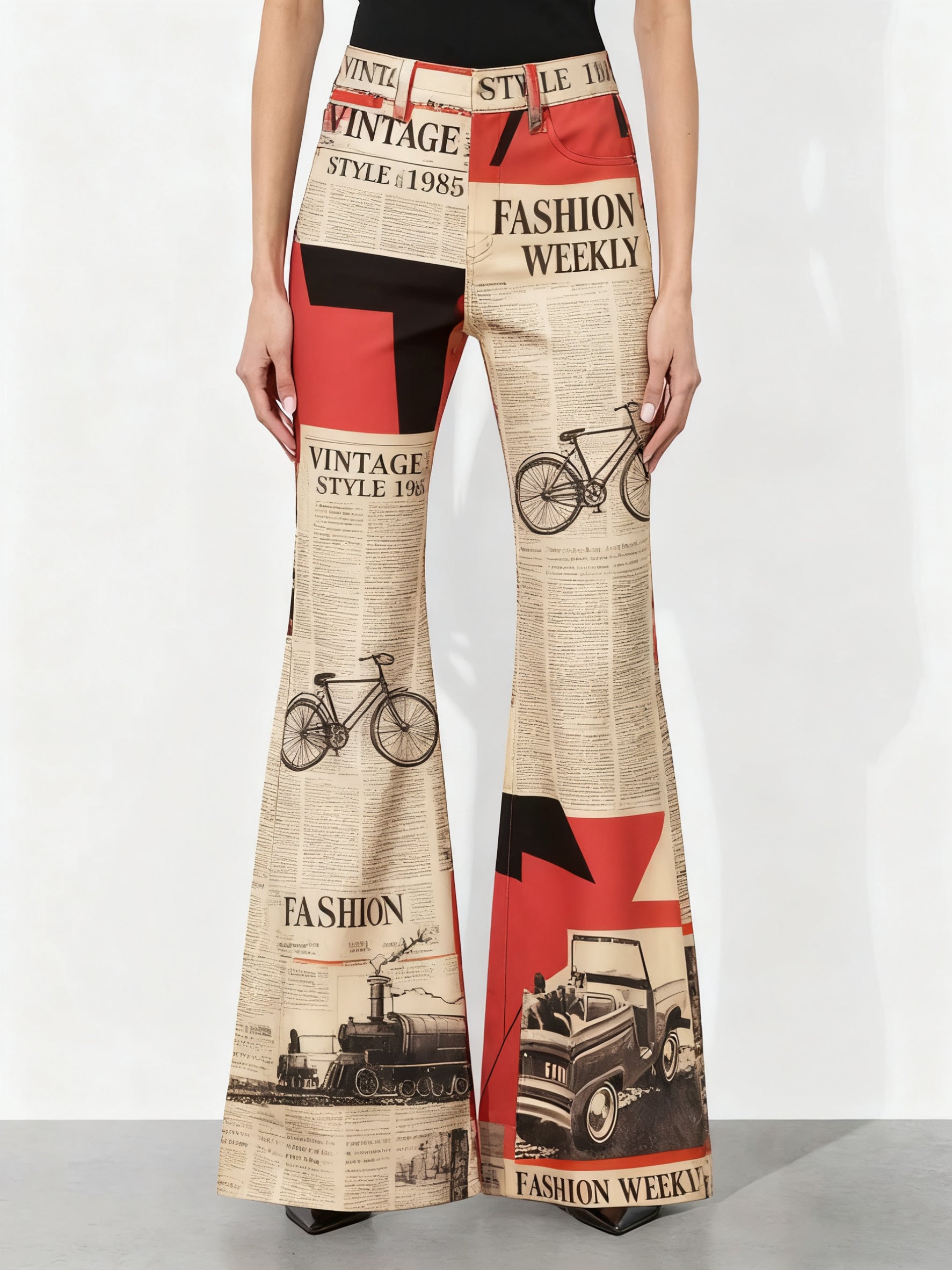 Plus Size Wide-Leg Pants - Colorful Printed Trousers