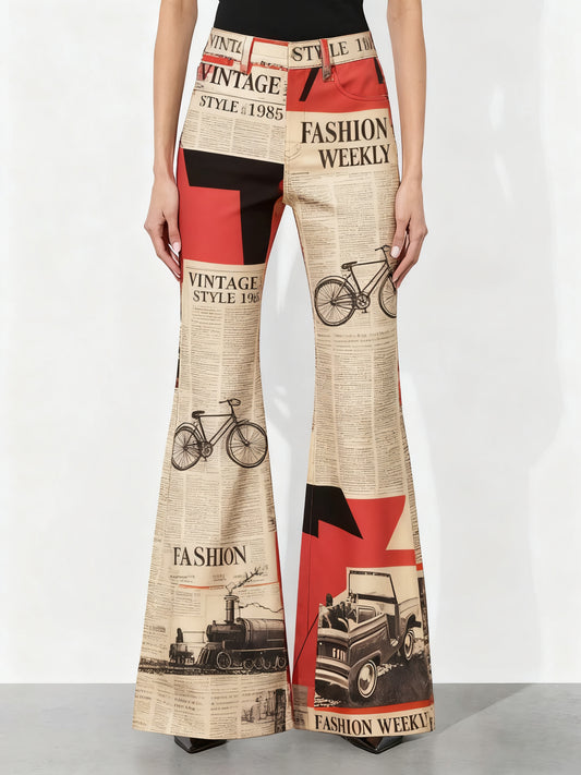 Plus Size Wide-Leg Pants - Colorful Printed Trousers