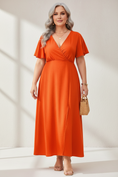 Load image into Gallery viewer, Plus Size Surplice Flutter Sleeve Dress
