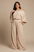 Load image into Gallery viewer, Plus Size One-Shoulder Top and Wide Leg Pants Set
