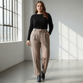 Load image into Gallery viewer, Plus-sized model in high waist slimming trousers
